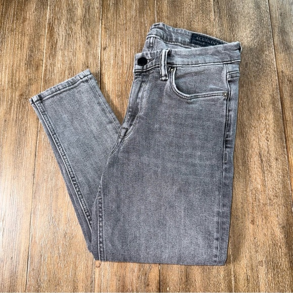 ALL SAINTS Grace Skinny Ankle Jean Washed Black Mid Rise - Picture 3 of 12